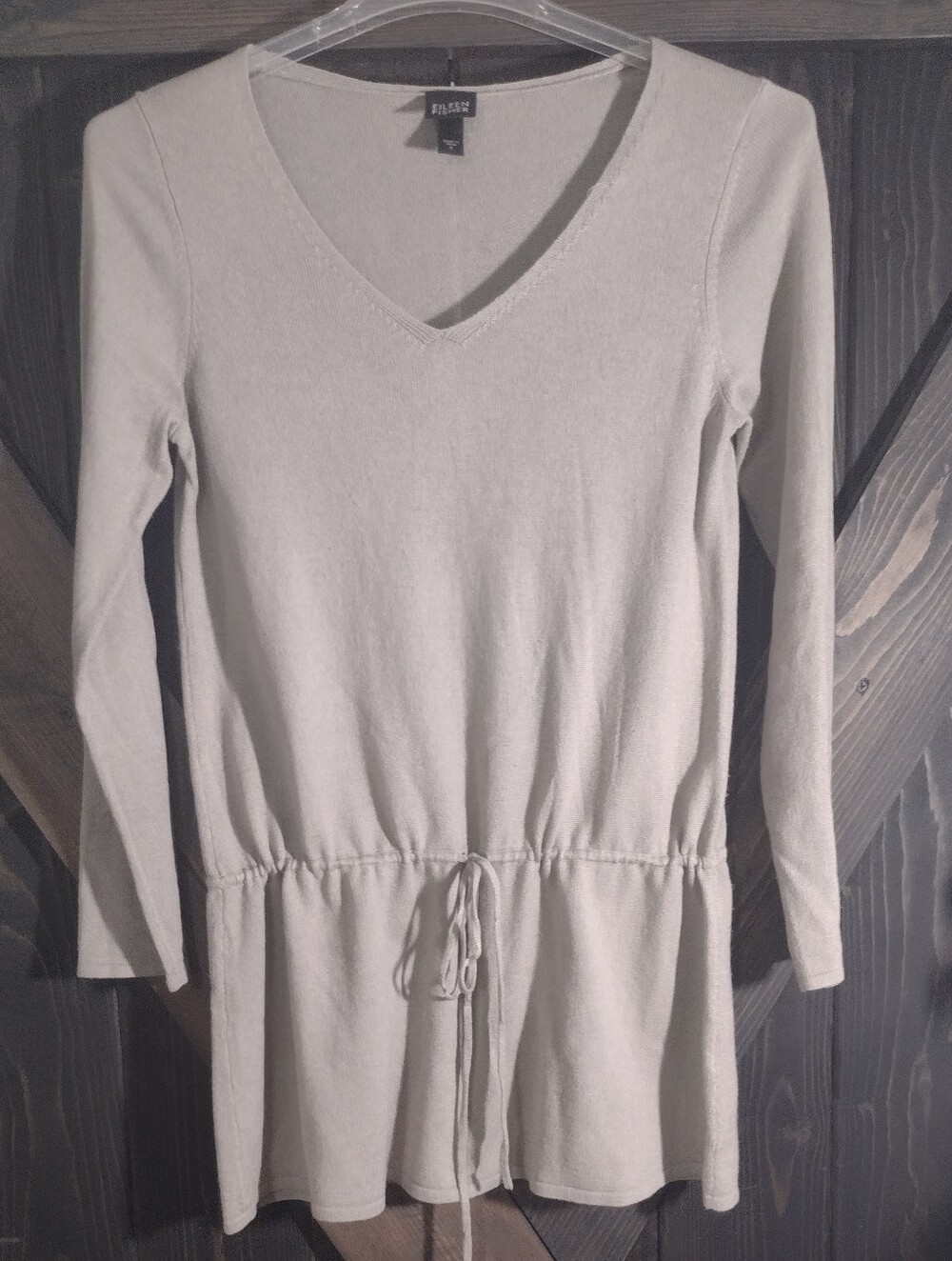 Eileen Fisher Silk- Cashmere Tunic Sweater Cinched Waist